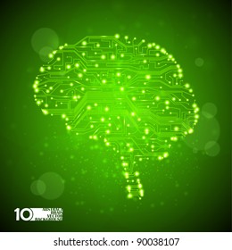 circuit board vector background, technology illustration, form of brain eps10