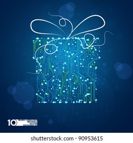 circuit board vector background, technology illustration, christmas gift eps10