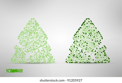 circuit board vector background, technology illustration, christmas tree eps10