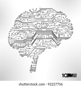 circuit board vector background, technology illustration, form of brain eps10