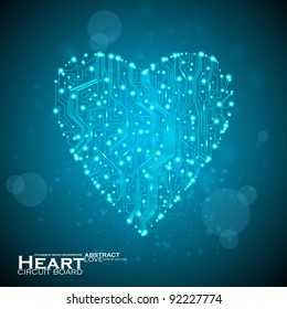 circuit board vector background, technology illustration, form of heart eps10