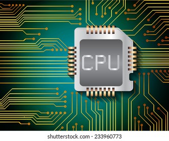 circuit board vector blue green color background, technology illustration. cpu.
