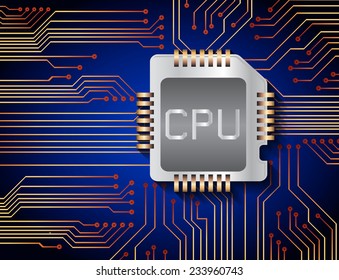 circuit board vector dark blue color background, technology illustration. cpu.