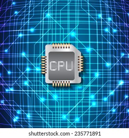 circuit board vector dark blue color background, technology illustration. cpu. 