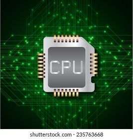 circuit board vector dark green color background, technology illustration. cpu. 