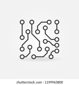 Circuit board vector icon or symbol in thin line style