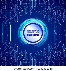 Circuit board vector illustration. High-tech technology background texture. Abstract communication cybernetic element.