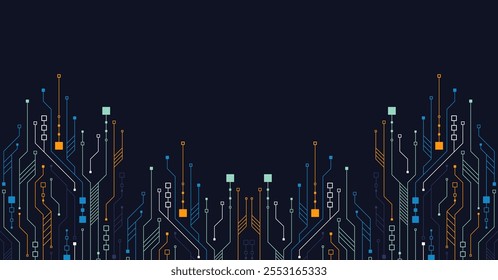 Ilustração vetorial da placa de circuito. Histórico de tecnologia de alta tecnologia