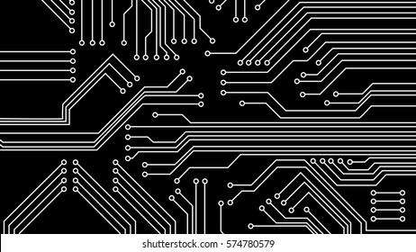 Circuit Board Vector Illustration, simple Black and white Background pattern