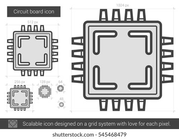 Circuit board vector line icon isolated on white background. Circuit board line icon for infographic, website or app. Scalable icon designed on a grid system.