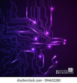 Circuit board vector purple background