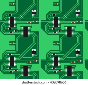 Circuit board vector seamless pattern