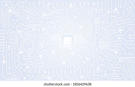 Circuit board. White abstract technology background. Motherboard vector illustration