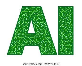 Placas de circuitos en forma de letras AI. Concepto de inteligencia artificial.