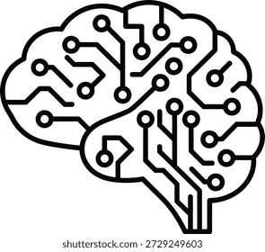 Circuit brain illustration with microchip design