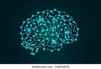 Circuit brain on dark background meaning artificial intelligence. Abstract object about technology, ai, digital think,