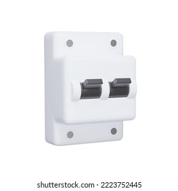 Circuit breaker 3d icon. device designed to protect an electrical circuit. Electrical panel. Isolated object on transparent background