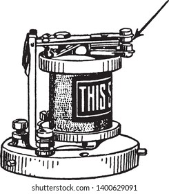 Circuit Breaker is an automatically operated electrical switch designed to protect an electrical circuit from damage caused by excess current, vintage line drawing or engraving illustration.