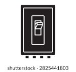 Circuit breaker with compact switch housing and toggle lever in clean technical black silhouette vector style.