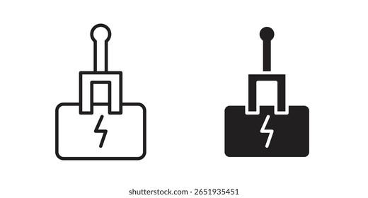Circuit Breaker icon. Flat and stroke versions. Graphic elements.