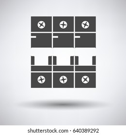 Circuit breaker icon on gray background, round shadow. Vector illustration.