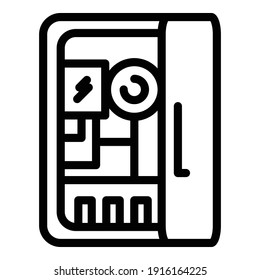 Circuit breaker icon. Outline circuit breaker vector icon for web design isolated on white background