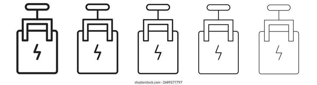 Ícone do disjuntor, ilustração do logotipo do vetor de contorno, pictograma linear isolado
