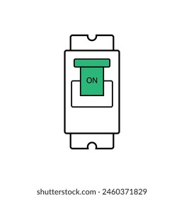 Circuit Breaker Icon. Switch, Electrical Element Symbol. On Position.