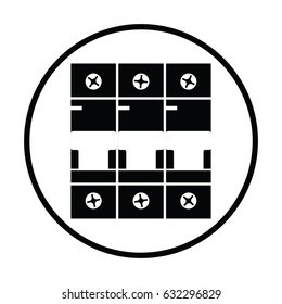 Circuit breaker icon. Thin circle design. Vector illustration.