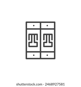 Circuit breaker line icon. linear style sign for mobile concept and web design. Circuit breaker outline vector icon. Electrical safety device symbol, logo illustration. Vector graphics