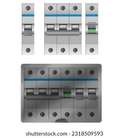 Circuit breaker. A set of automatic switches. Vector graphics