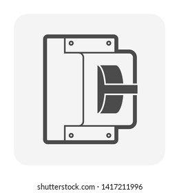 Circuit Breaker Vector Icon. Part Of Panel Board, Switchboard Or Switchgear Cabinet. Automatic Safety Switch To Protect Low, High Voltage Of Electrical System Circuit From Overload Or Short Circuit.