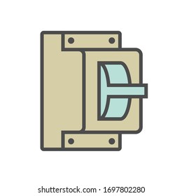 Circuit breaker vector icon. Part of panel board, switchboard or switchgear cabinet. Automatic safety switch to protect low, high voltage of electrical system circuit from overload or short circuit.