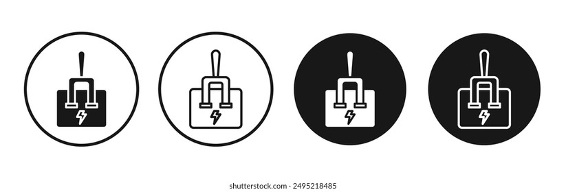 Circuit Breaker vector icon set black filled and outlined style.