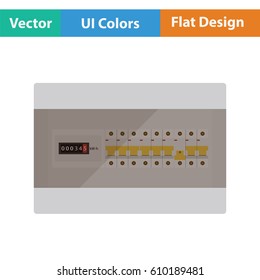 Circuit breakers box icon. Flat design. Vector illustration.