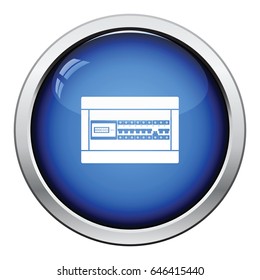 Circuit breakers box icon. Glossy button design. Vector illustration.