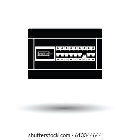 Circuit breakers box icon. White background with shadow design. Vector illustration.