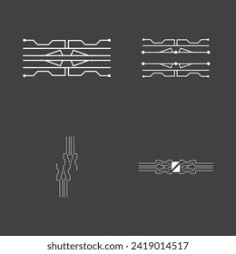 Circuit  Cable Technology Logo Vector Template Illustration 