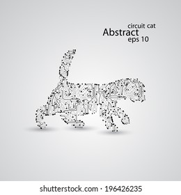 Circuit cat goes for a walk eps10, vector elegant illustration