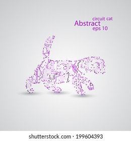 Circuit cat goes for a walk eps10, vector elegant illustration