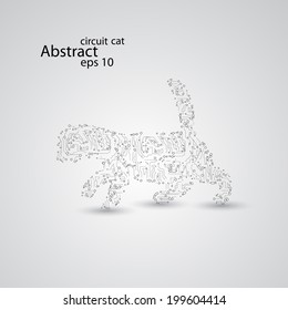 Circuit cat goes for a walk eps10, vector elegant illustration