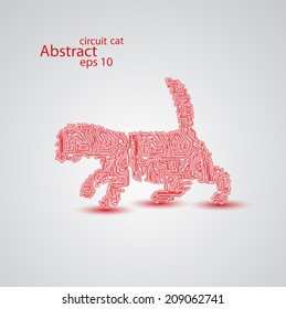 Circuit cat goes for a walk eps10, vector elegant illustration
