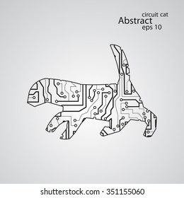Circuit cat goes for a walk eps10, vector elegant illustration
