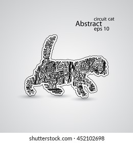 Circuit cat goes for a walk eps10, vector elegant illustration