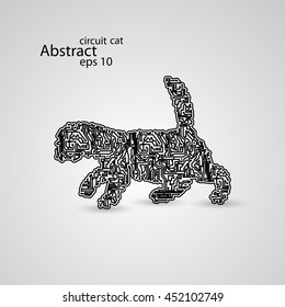 Circuit cat goes for a walk eps10, vector elegant illustration