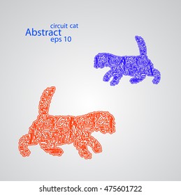 Circuit cat goes for a walk eps10, vector elegant illustration