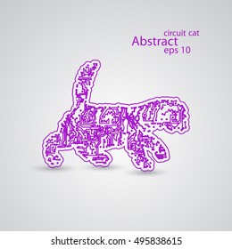 Circuit cat goes for a walk eps10, vector elegant illustration