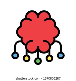 Circuit chip with brain vector, Artificial related filled style icon