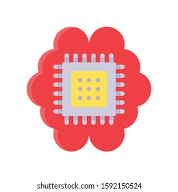 Circuit chip with brain vector, Artificial related flat style icon
