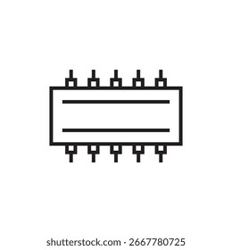 circuit chip icon outline editable stroke line drawing eps